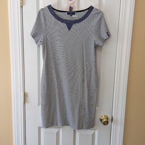 Karen Scott Sport Womens Shirt Dress Navy Stripes Sz L